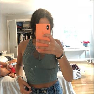 lf green ribbed tank top